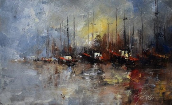 Sławomir Zajkowski - Kutry, Peintures et dessins, Toile, Autre, Gris, Impressionisme (photo 3 sur 6)