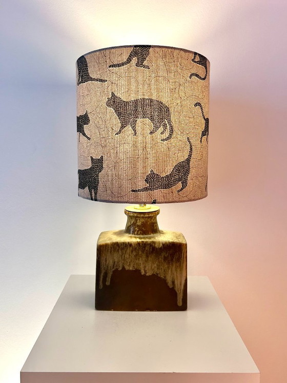 Image 1 of Upcycled Scheurich fireplace vase with high-quality lampshade