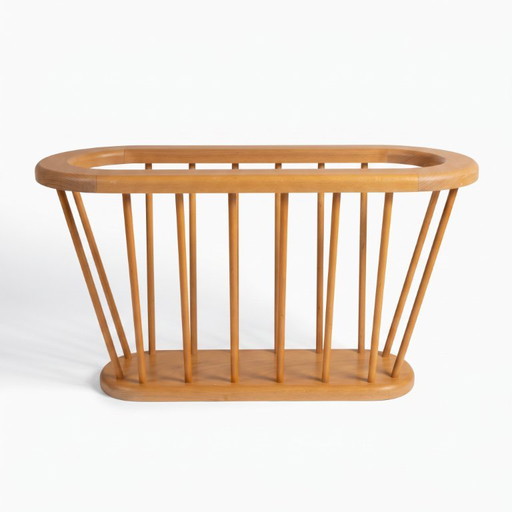 Mid-Century Buchenholz Spindel Zeitungsständer