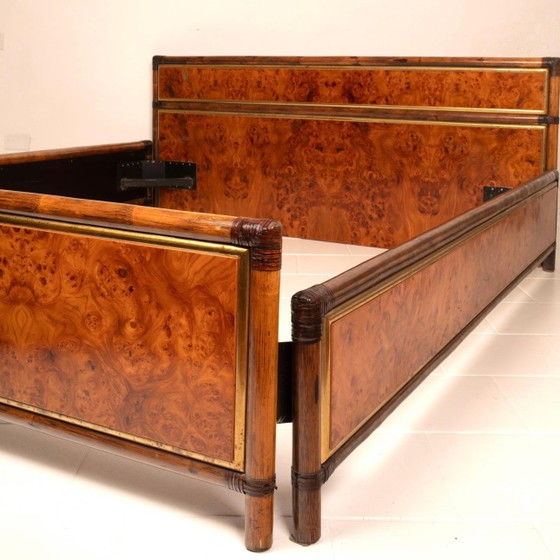 Cama King Size Alberto Smania Marango en Madera de Raíz y Latón Mid Century 1967 – Colchones y somieres (photo 16 of 20)