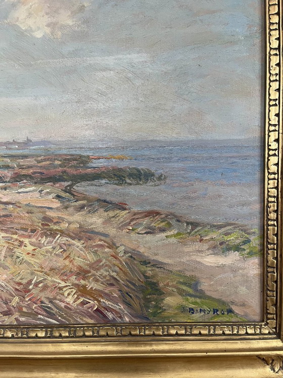 Image 1 of Large signed Danish landscape ca. 1910 – Børge Nyrop – oil on canvas – original gilded frame