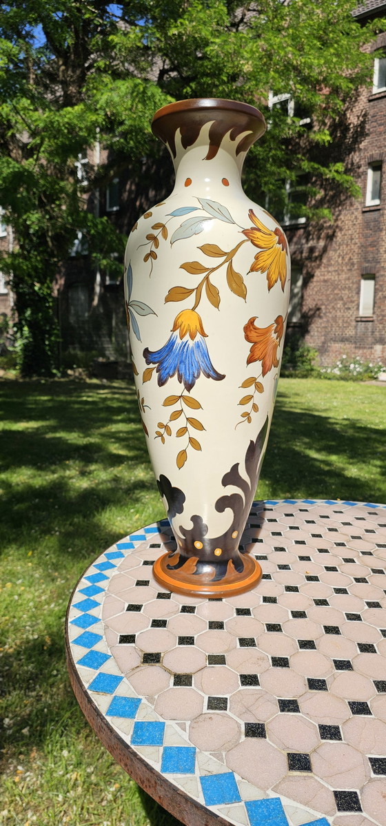 Image 1 of Raro e imponente vaso vintage in ceramica artistica Royal Gouda Holland da 55 cm - Modello "Dora" n. 226