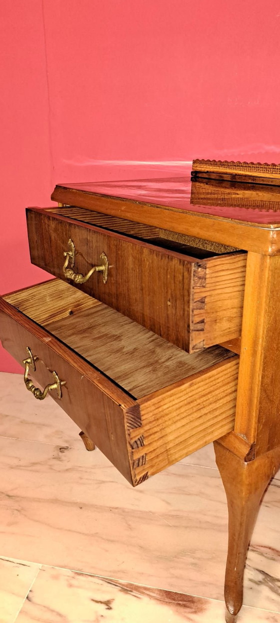 2 Vintage Nightstands, Bronze, Wood, Brown (photo 6 of 10)