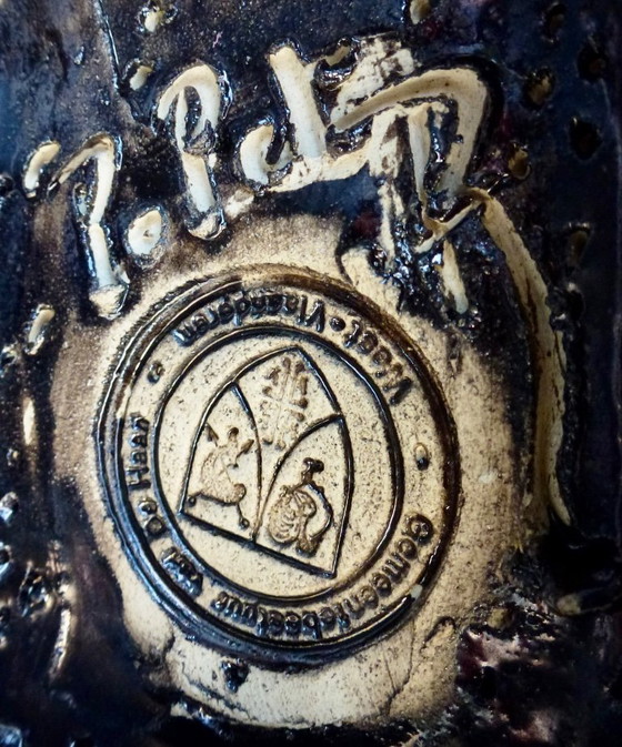 Image 1 of Coppia di sposi in ceramica, bronzata, l'Impegno.