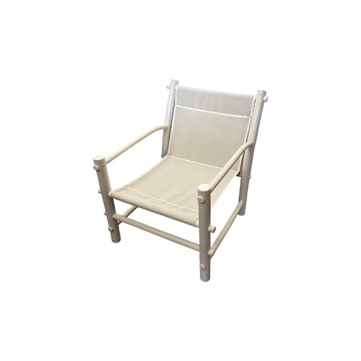 Vintage Wit Gelakte PVC Buis Lounge Tuinstoel, Jaren 70 – kuipstoelen, Other (photo 2 of 7)