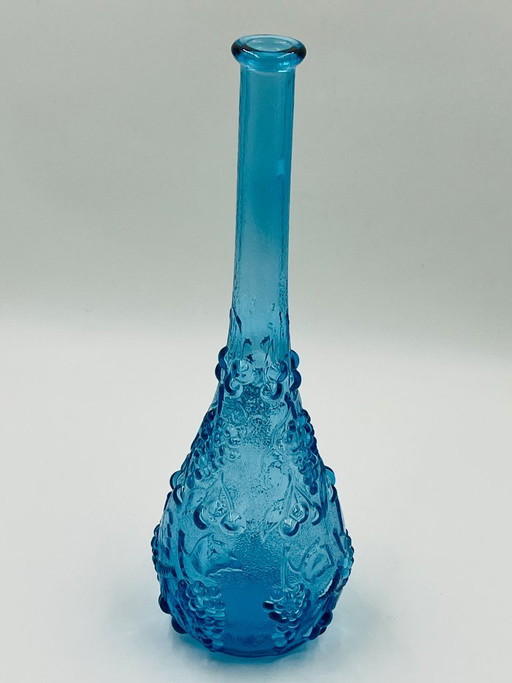 Large vintage blue glass bottle from Empoli – glazen karaffen