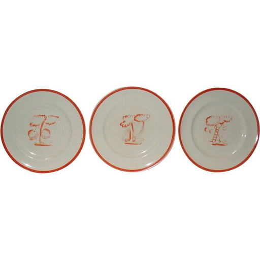 Juego de 3 platos vintage de Gio Ponti para Richard Ginori, 1933