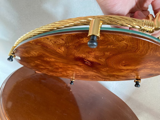 Plateau de service vintage Scalella Firenze en loupe de bois plaqué or 24 carats – 36 cm (photo 5 of 15)