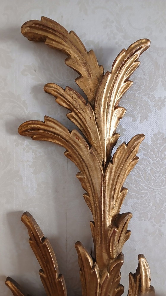 Set di lampade da parete in legno dorato in stile fiorentino italiano – Applique, Wood (photo 4 of 5)