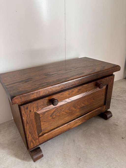 Coffre à bijoux en chêne rustique Vintage Lift Top Sewing Jewellery Storage Box Chest