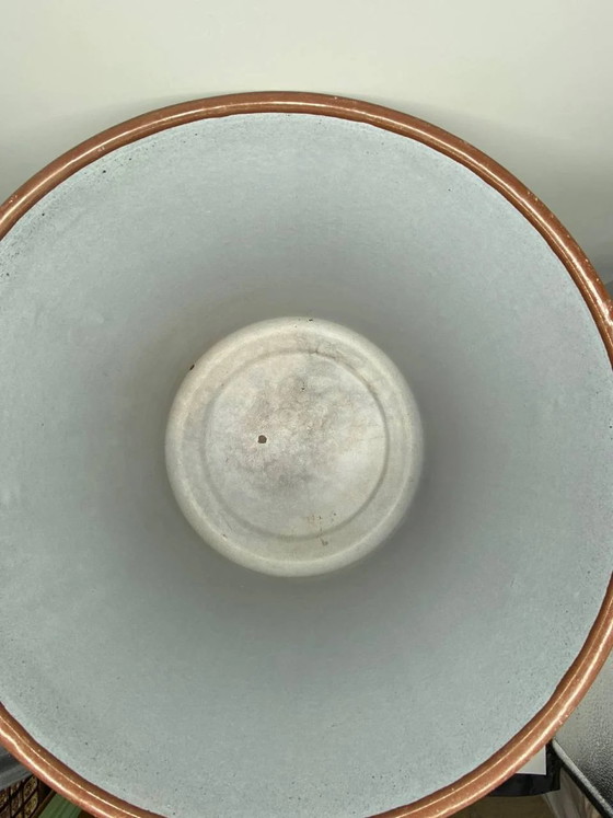 Large enameled slate gray stockpot – Domed lid – Copper rim – Approx. 20 liters – Decorative Objects (photo 4 of 6)
