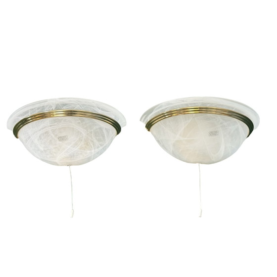 Image 1 of Honsel – Hollywood Regency-Stil / Art-déco-Stil – Wandleuchte – 2er-Set – Muranoglas