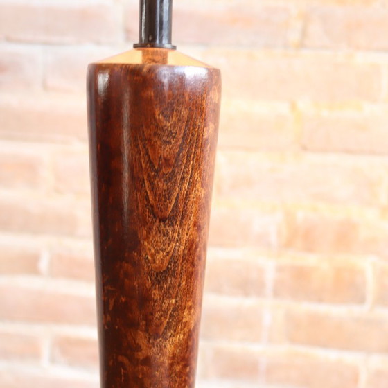 Image 1 of Vintage lamp plooikap wit hout zwart groot