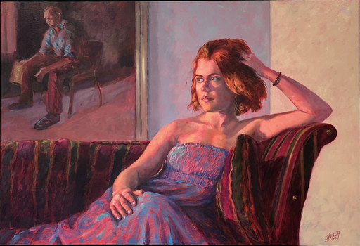 Giclée Reproductie van olieverfschilderij “Wachtend”