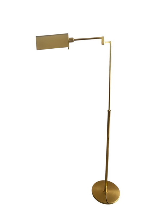 Image 1 of Vintage messing bankiers-/apothekerslamp met beweegbare arm – Mid-Century Modern in de stijl van Sölken of Holtkötter