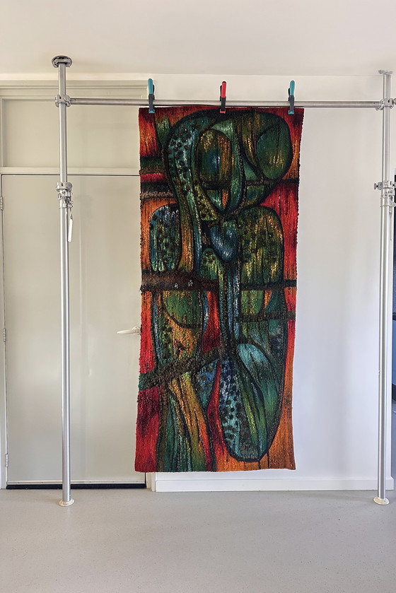 Image 1 of Kilim polonais « Puszcza » H. Sułkowska pour ZWW, années 1970 (2,15 x 0,95)