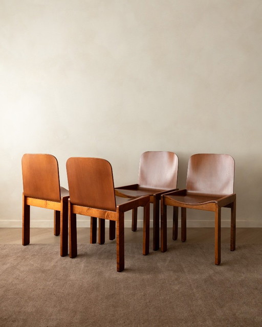 Italiaanse multiplex eetkamerstoelen, toegeschreven aan Molteni, jaren 70, set van 4