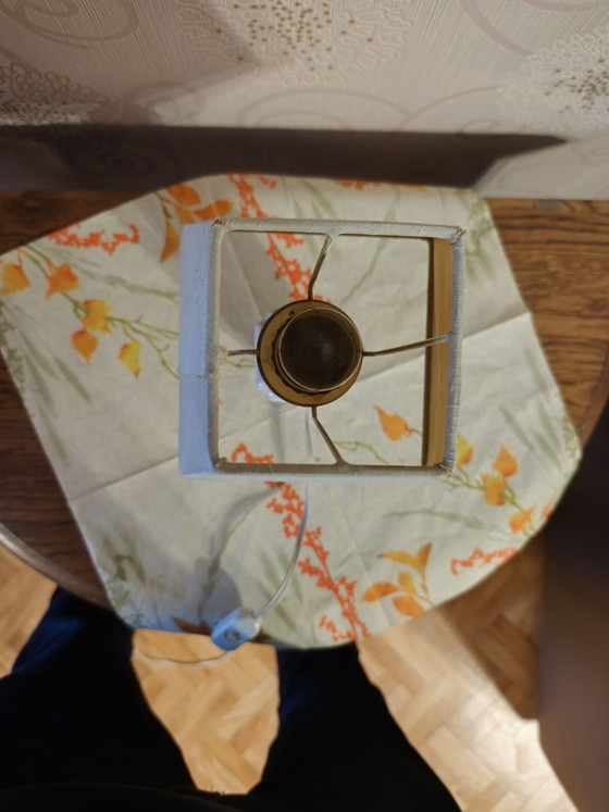Vintage Ceramic Bedside/Table Lamp, Textile, Beige (photo 4 of 9)