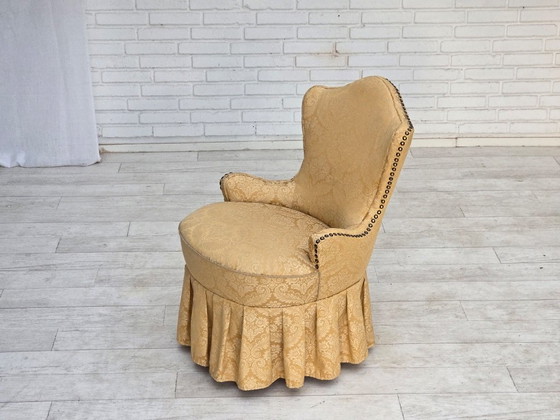 1960s, Danish cocktail lounge chair, jacquard fabric, beech wood. – Armchairs, Textile (photo 5 of 17)