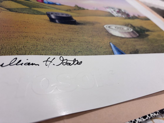 Image 1 of Seltene Microsoft-Firmenlithografie (209/500), handsigniert von Bill Gates (William H. Gates)