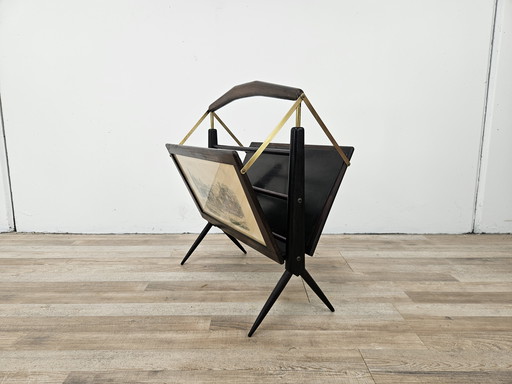 Magazine Rack by Ico Parisi from the 1950s in Wood and Brass