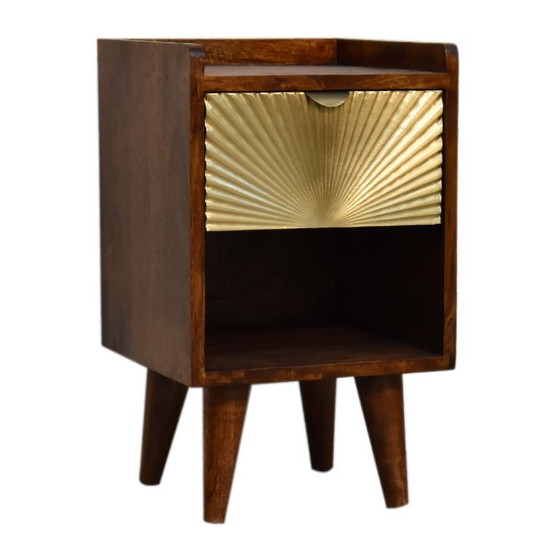 Image 1 of Hotel Chic Nightstand – Mini Manila Gold Bedside Table