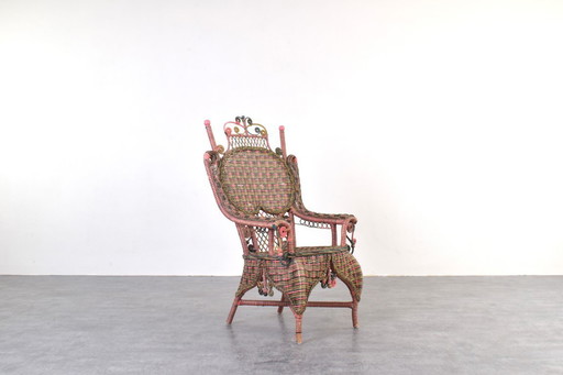 American Victorian Wicker Armchair from Heywood- Wakefield, 1910s.