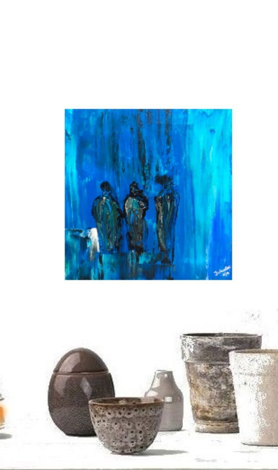 Image 1 of Abstract painting blue