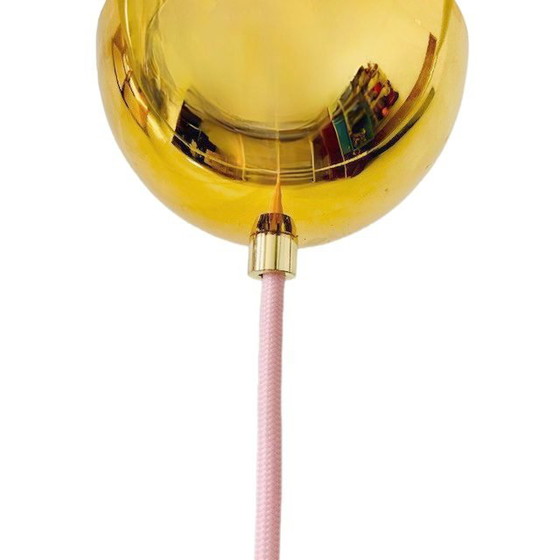 Image 1 of Lampada a globo vintage Regency in vetro bianco e oro