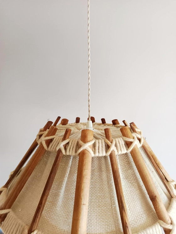 Image 1 of Scandinavian wool and rope hanging lamp 1970