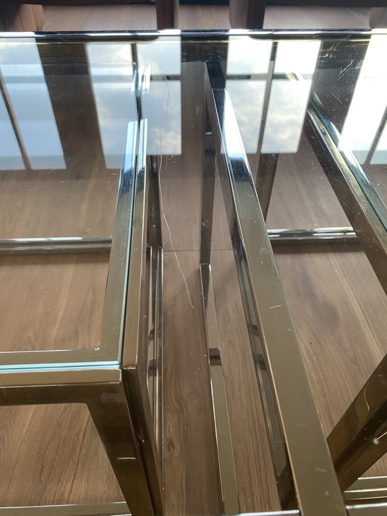 Image 1 of Tavolino con tavolini laterali Romeo Rega cromato