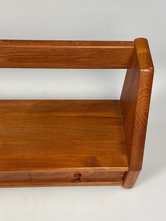 Image 1 of Vintage Wall Shelf With Drawers, Dyrlund, Solid Teak, Denmark 1970's
