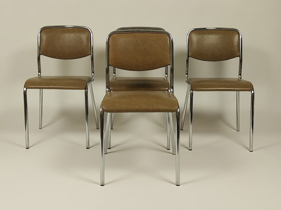Image 1 of 4 sedie vintage in pelle Skai, anni '70