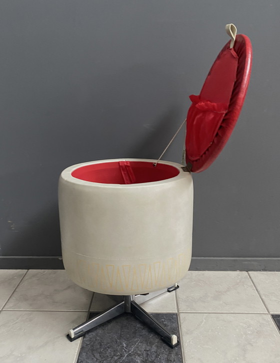 Image 1 of Round Skai Laundry Box / Stool 1960s