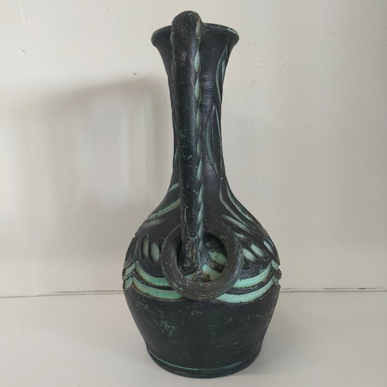 Brocca spagnola verde e nera di Ceramicas Arbusias Spain con anelli, Ceramicas Arbucias, Vasi, Vintage (foto 3 di 10)