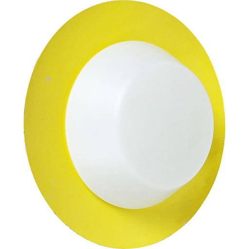 Lámpara de pared vintage de metal y opalina, Italia, 1960