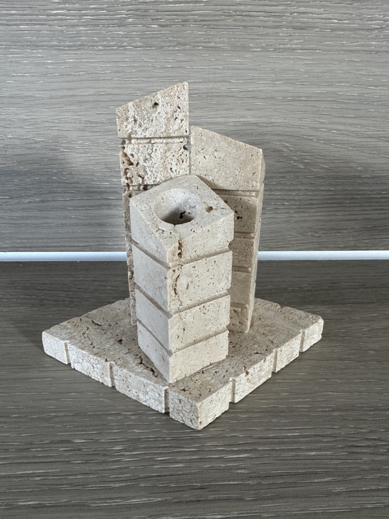 Image 1 of Travertin vaas/kandelaar uit Italy 