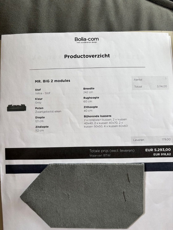 Image 1 of Bolia Mr. Big modulaire designbank - grijs/blauw fluweel