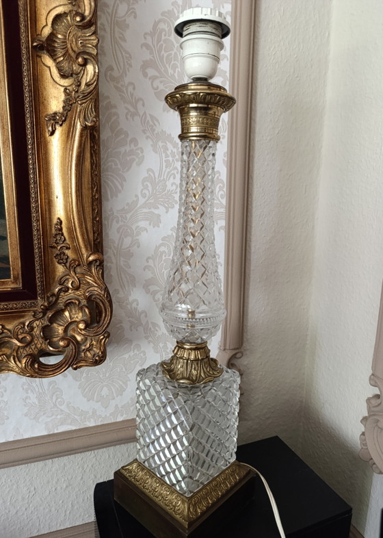 Vintage Crystal & Brass Table Lamp 75 Cm (photo 8 of 15)