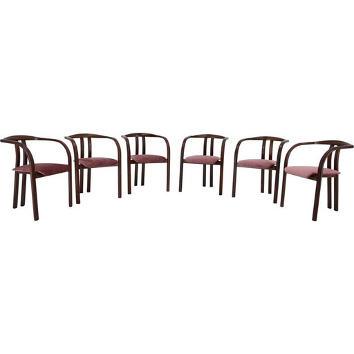 Set of 6 vintage wooden side chairs by Ton, Czechoslovakia 1980