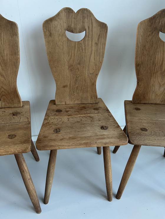 Image 1 of Set of four oak farm chairs