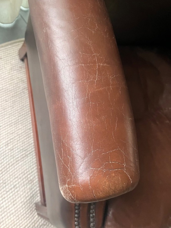 Image 1 of Mooie klassieke leren oorfauteuil