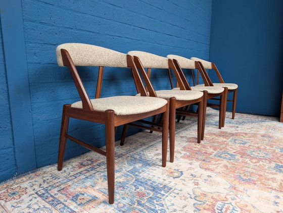 4x Chaises Design Vintage, Henning Kjærnulf, Années 60 – Chaises de salle à manger, Wool (photo 5 of 18)