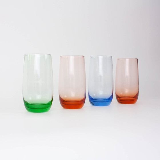 Image 1 of Set of 4 Italian Colorful Glasses, 1980s