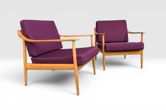 Image 1 of Rare paire de fauteuils lounge Walter Knoll vintage – milieu du siècle – récemment retapissés et rembourrés