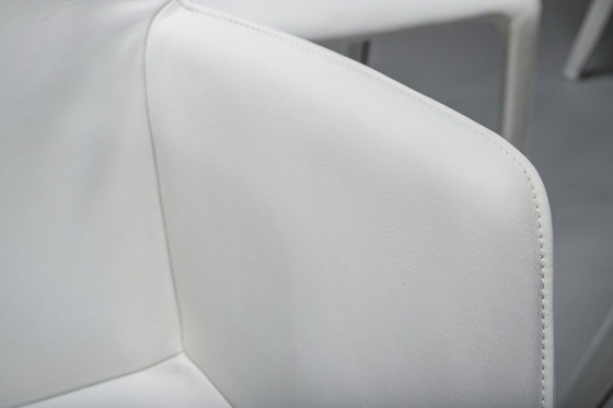 Image 1 of Gio Esszimmerstühle aus ecrufarbenem Leder von Walter Knoll, Deutschland, 2000er Jahre, 8er-Set