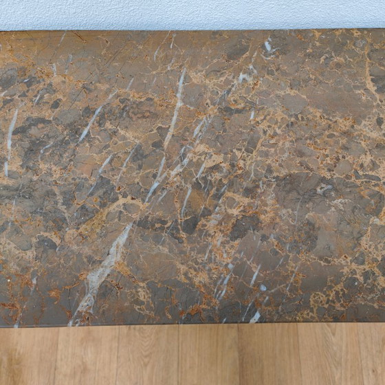 Image 1 of Mesa consola de pared, mesa auxiliar con tapa de mármol y espejo