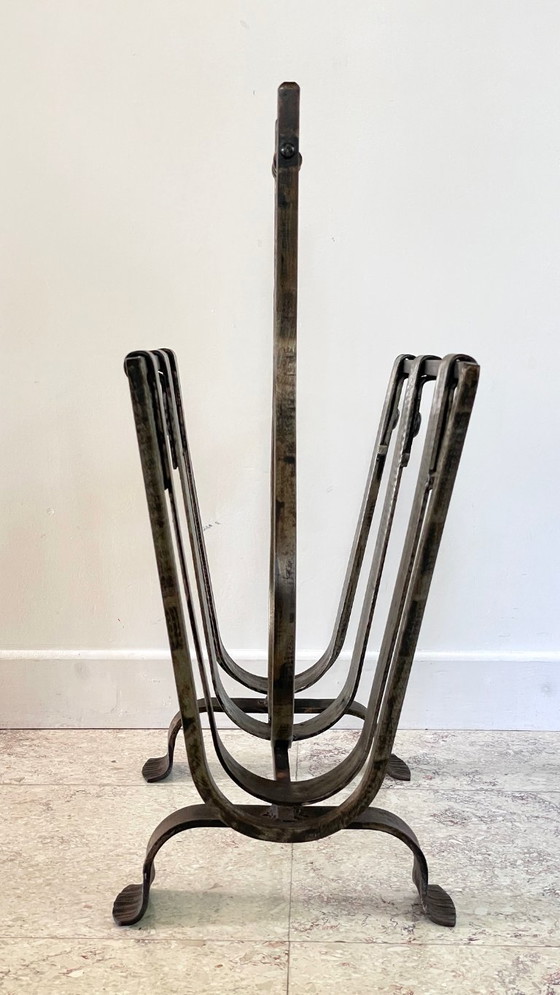 Image 1 of Vintage Brutalist Steel Magazine Rack