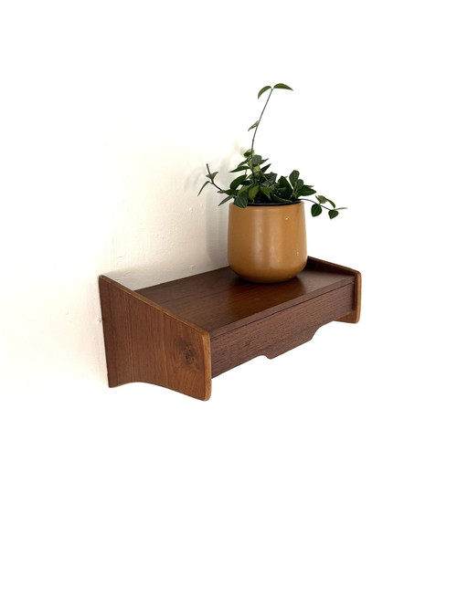 Vintage teakhouten Deense wandconsole ‘60