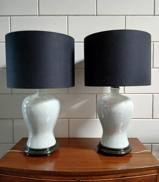 2 Chinese crackle-glazed table lamps